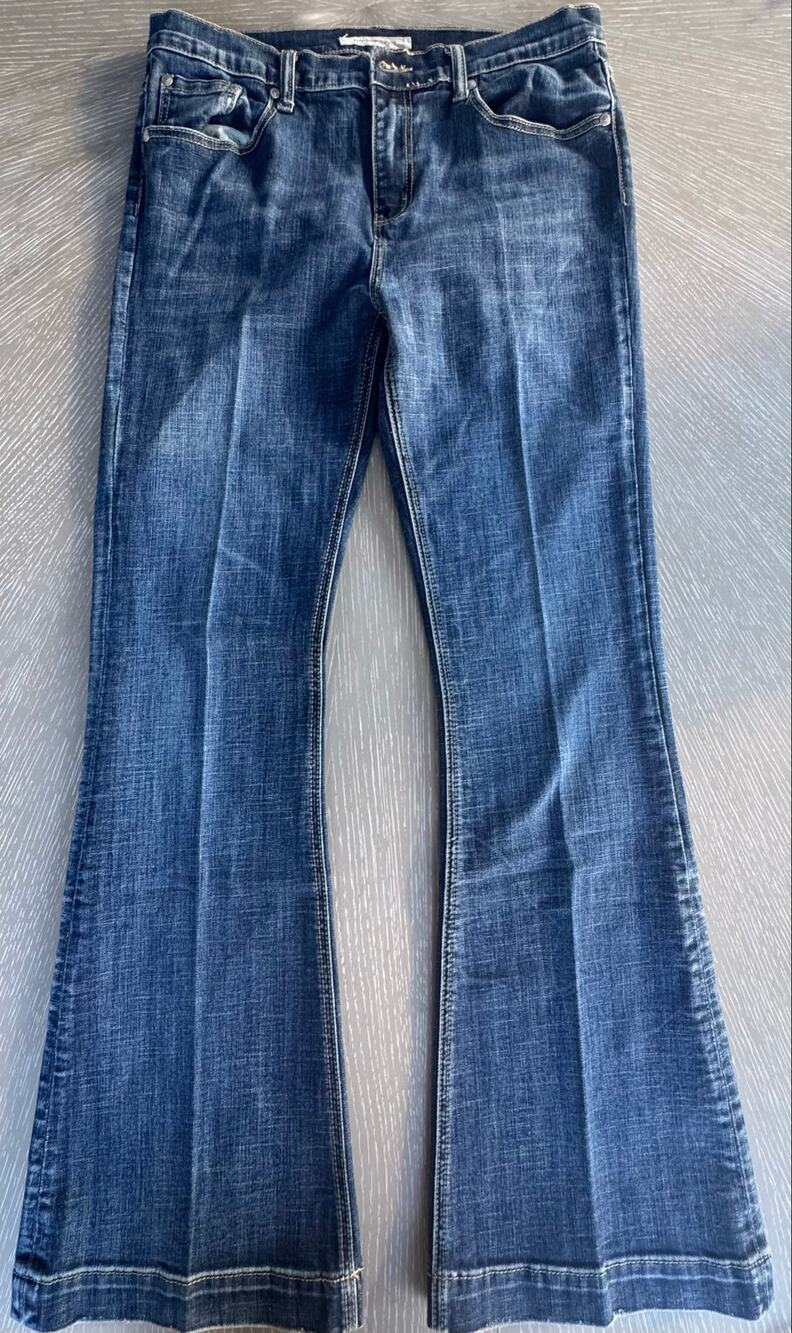 Stetson Women's 214 Fitted City Dark Wash Trouser Flare Jeans Size 14 Long